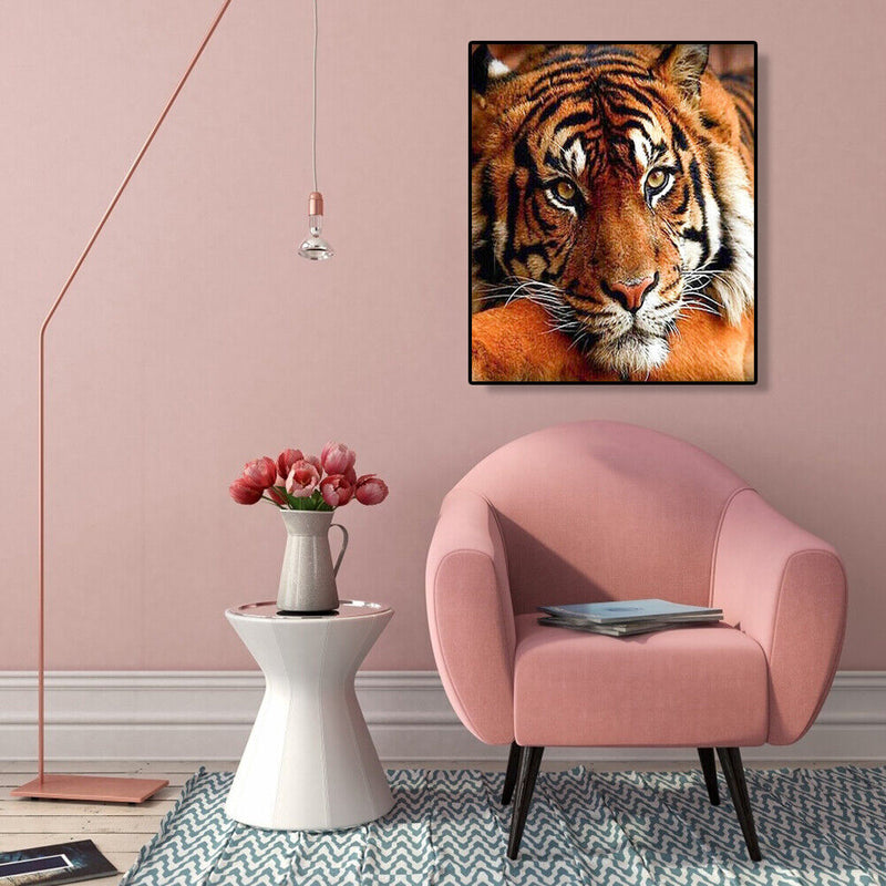 Painting By Numbers Kit DIY Quiet Tiger Hand Painted Canvas Oil Art Picture Gift