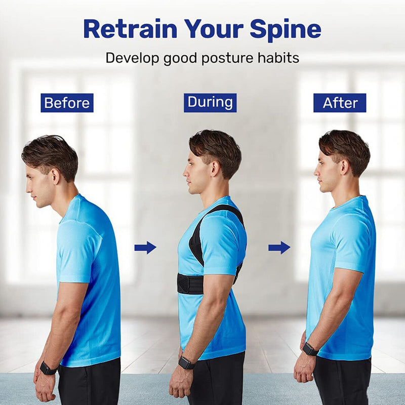 Posture Corrector - Adjustable Back Straightener Brace Support (Black L) Newly