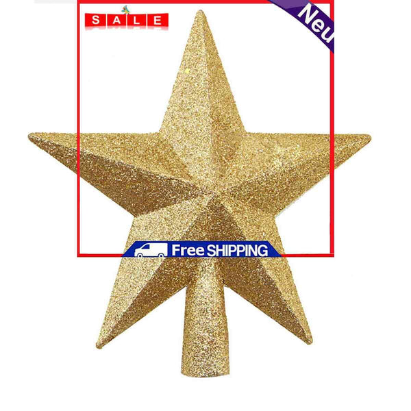 Glitter Christmas Star Tree Topper Sparkling Five-Point for Star Christmas Tree