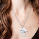 2pcs Love Heart Pendant Splice Daughter Mother Chain Necklace Women Jewelry