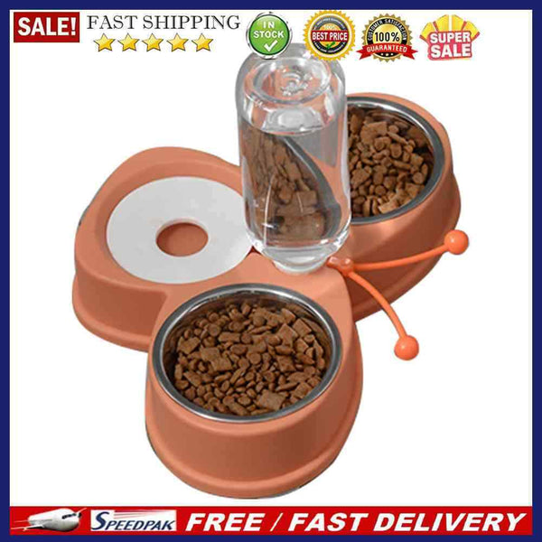 3 in 1 Pet Cat Bowl Large Capacity Stainless Steel Automatic Dry Wet Separati