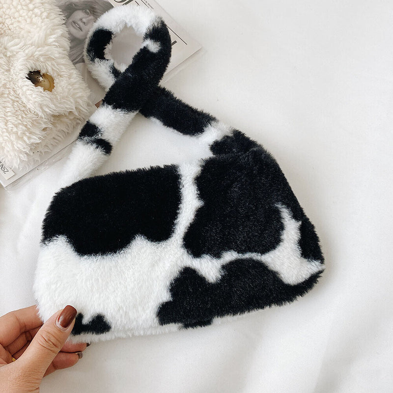 Animal Pattern Underarm Bag Women Mini Plush Shoulder Handbags Purse (13)