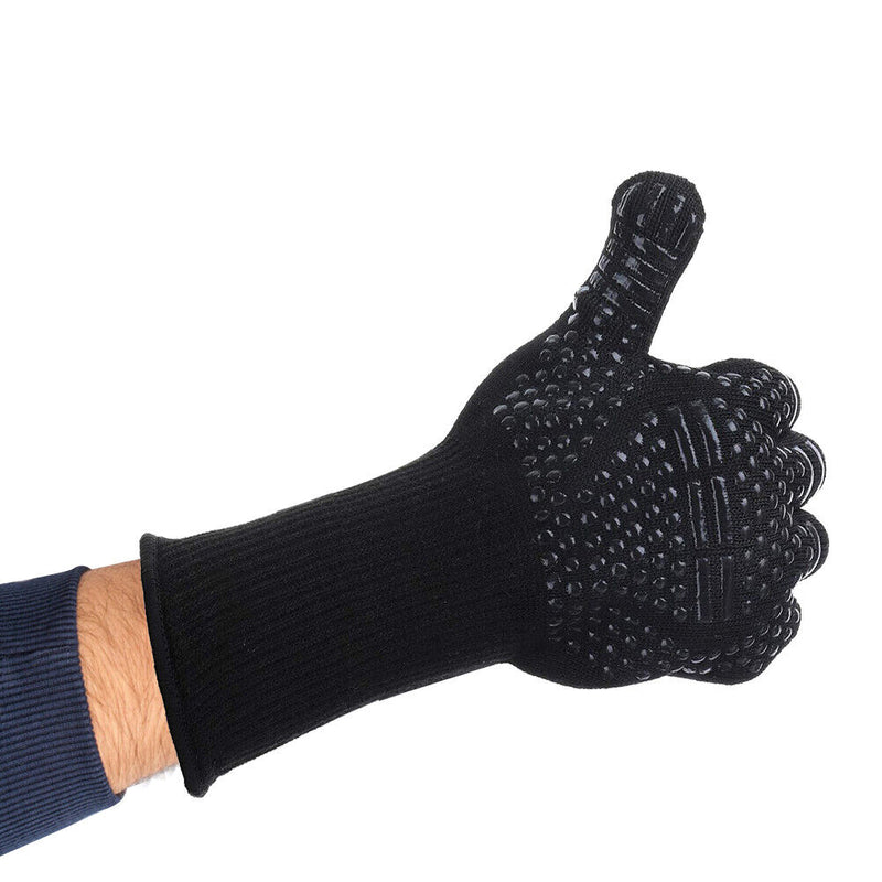2pcs Outdoor Camping Barbecue Heat Resistance Silicone Gloves Oven Cooking Gl