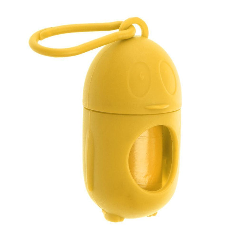 Penguin Pill Shape Pet Dog Poop Bag Dispenser Waste Garbage Bag Set (Yellow