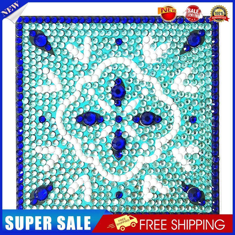 5D DIY Diamond Painting Kit Coaster Ceramics Insulation Cartoon Pad (Blue)