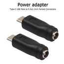 2pcs DC Power 5.5x2.1mm Converter Adapter Plug DC Female to USB-C Male Connector
