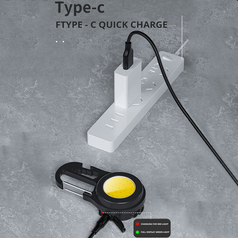 Multifunction Mini COB Keychain Work Lamps USB Rechargeable Camping Flashlight