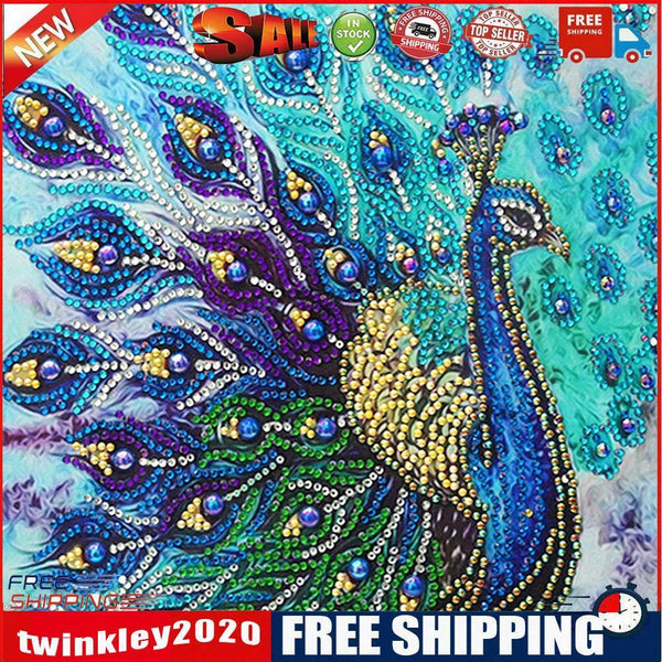 5D DIY Special Shaped Diamond Painting Peafowl Embroidery Mosaic Kit Decor