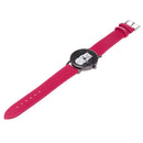 Student Lovely Cat Round Black Crystal Dial Quartz Watch (Rose Red) Newly