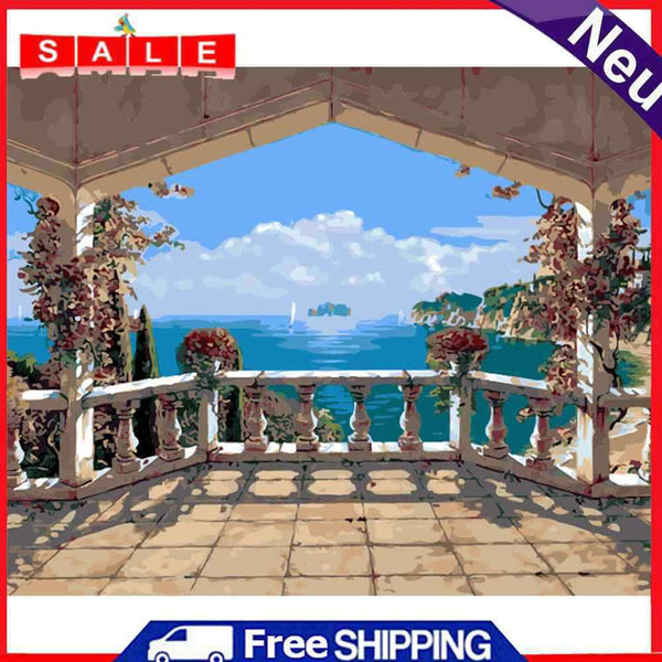 DIY Digital Picture Bay Scenery Frameless Acrylic Painting By Number Handicraft