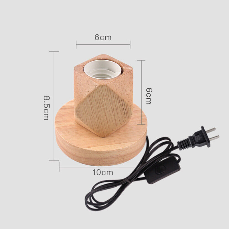 Solid Wood Table Lamp Base E27 220V Wooden Light Holder w/Switch Line (D) Newly