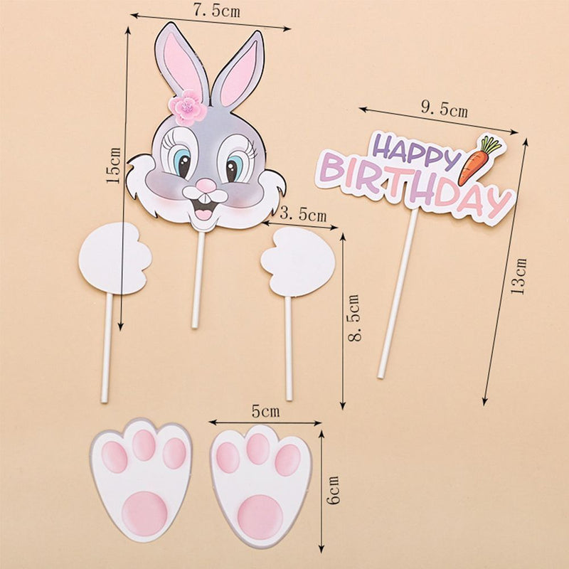 Decorations Birthday Party Kids Purple Rabbit Cupcake Topper Cake Toppers Bunny
