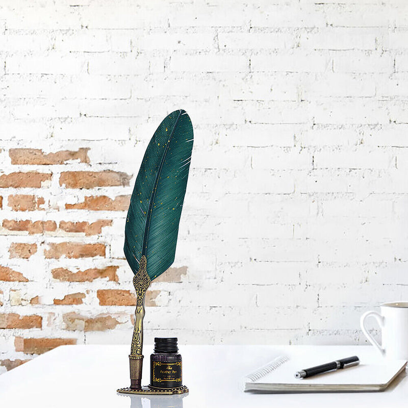 Calligraphy Feather Dip Pen with 2 Nib Set Quill Fountain Writing Pen Gift