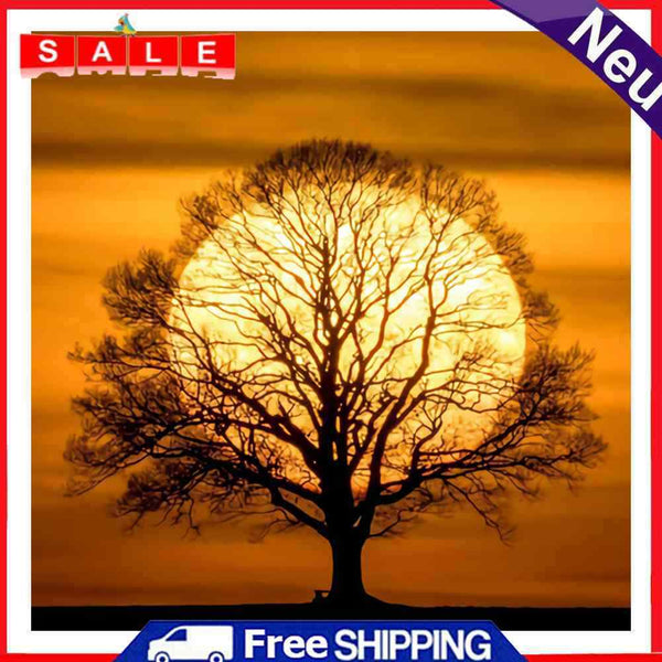 DIY Landscape Tree Under Moon Oil Paint by Numbers Drawing on Canvas Home Decor