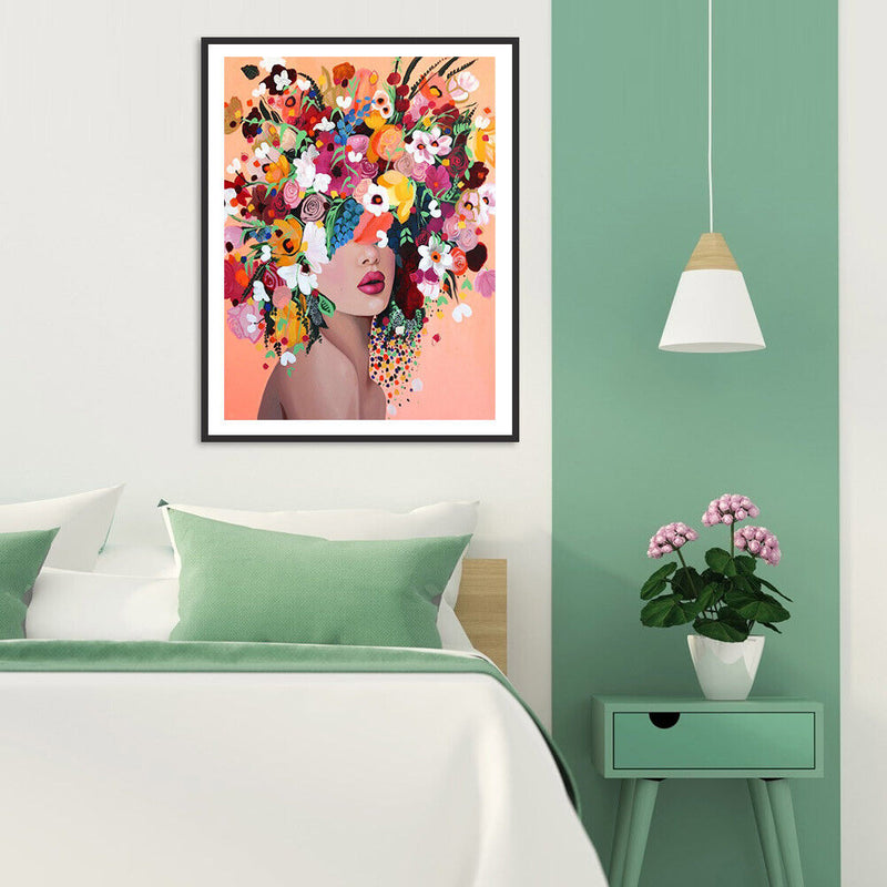 Paint By Numbers Girl Color Drawing DIY Wall Art Frameless Hand Painted Picture