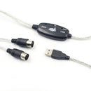 2m MIDI Cable to USB IN-OUT Converter PC to Keyboard Pianos Music Adapter Cord