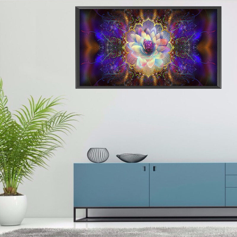 5D Kit Rhinestone Pictures DIY Aurora Lotus Full Round Drill Diamond Painti
