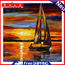 Sunset Sailboat Oil Paint By Numbers Kits Coloring Drawing for Adults Children