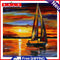 Sunset Sailboat Oil Paint By Numbers Kits Coloring Drawing for Adults Children
