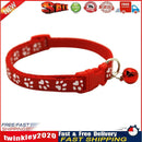 Pet Cat Dog Collar with Bell Footprint Buckle Adjustable Neck Strap (Red) Newly