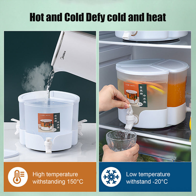 Self-Rotating Juice Pitcher with Faucet & Lid Easy Clean & Store Juice & Milk