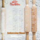 Wooden Snowflake Elk Embossed Rolling Pins Embossing Baking Cookies Biscuit