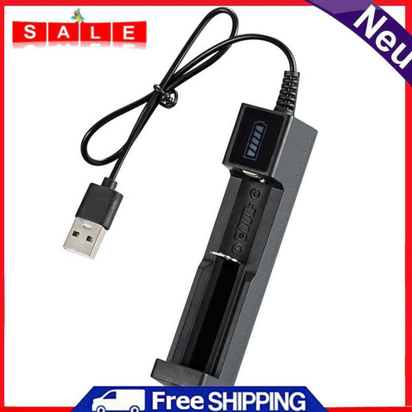 1 Slot Charger for 16340 14500 18650 26650 3.7V Lithium Battery USB Fast Charge