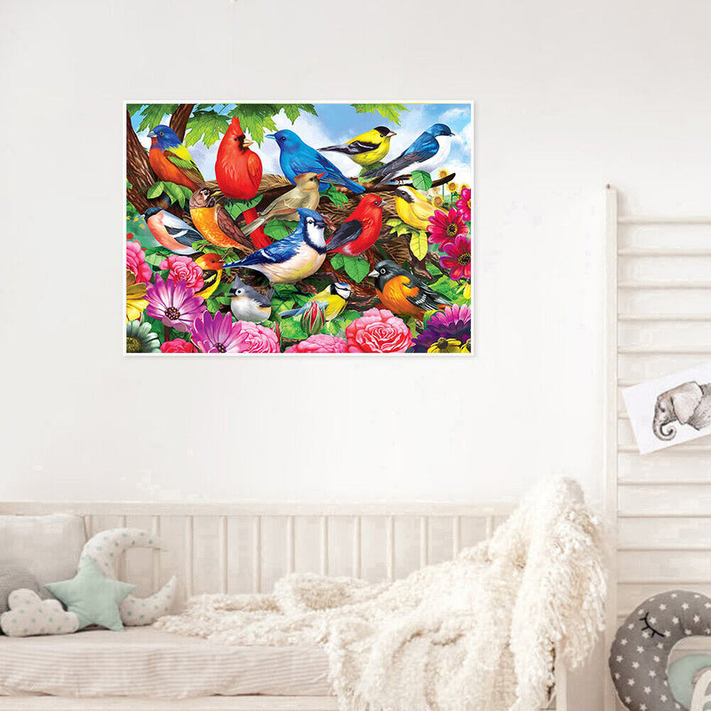 DIY Bird Flower Oil Paint by Numbers Kit Drawing on Canvas Pictures Home Deco
