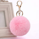 Fluffy Fur Pom Keychain Soft Plush Faux Rabbit Fur Ball Bag Pendant (Pink)