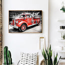 5D DIY Full Round Drill Fire Truck Diamond Painting Rhinestone Art Crafts Newly