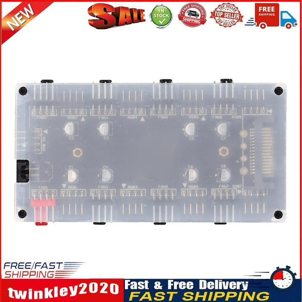1 To 8 Multi Way RGB PWM HUB 12V/4 Pin for Fan Motherboard (SATA+Shell) Newly