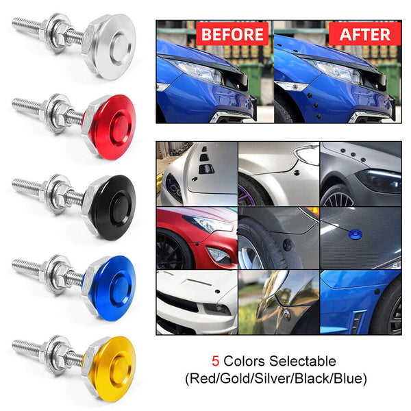 1.25" Push Button Quick Release Hood Bonnet Pins Lock Clip Car Bumper Latch Kit