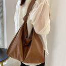 Fashion Women Solid Color Shoulder Tote Bag PU Leather Large Capacity Handbags