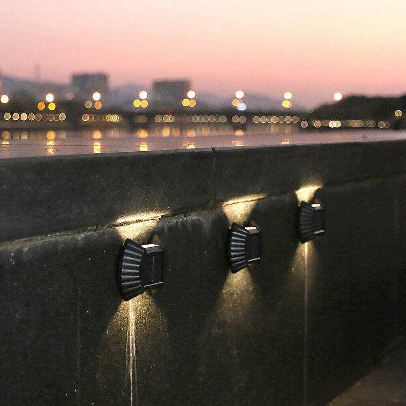 4pcs Solar Wall Lamp Outdoor Waterproof Balcony Fence Lights (Warm 2LED)