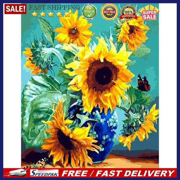 DIY Sunflower Painted On Canvas Artwork Oil Painting By Numbers Kit 40X50cm