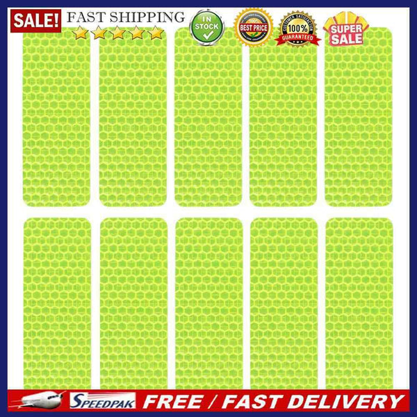 10pcs Car Reflective Stickers Warning Strip Safety Tapes (Rectangle)(Green)