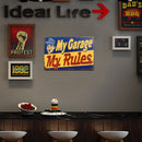 My Rules Sheet Metal Drawing Metal Painting Tin Wall Home Poster Bedroom Sign