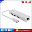 USB 3.1 Type-C to USB 3.0 3 Ports Hub Highspeed Ethernet Internet Adapter C