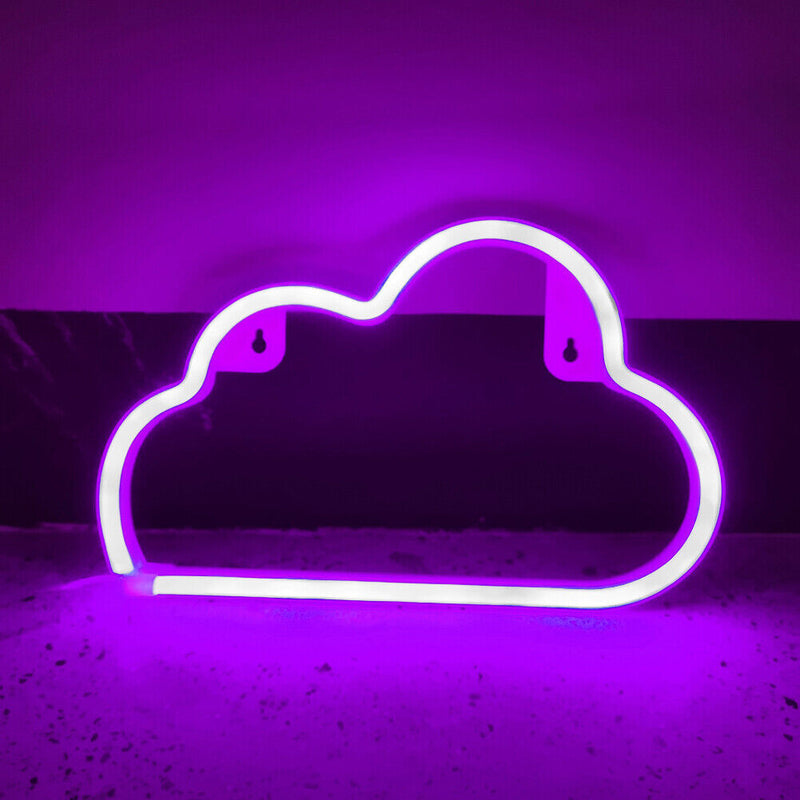 Cartoon Cloud Neon Light USB Battery Operated Art Hanging Lamp (Purple) Newly