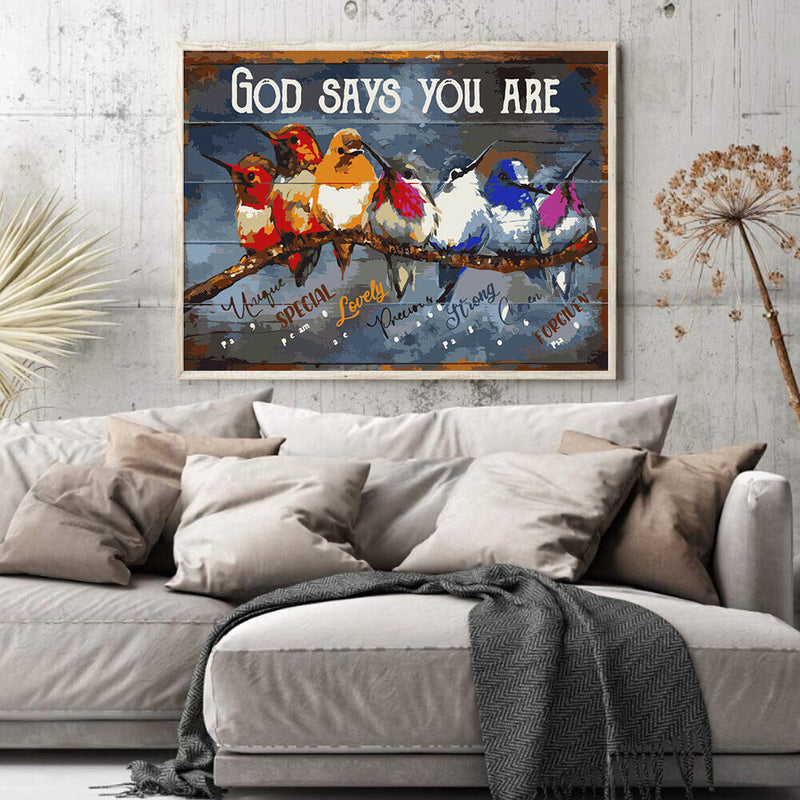 Words Bird Oil Paint By Numbers Kit DIY Acrylic Painting on Canvas Picture