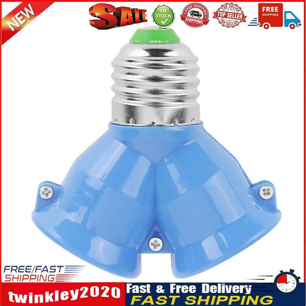 E27 to 2E27 Lamp Holder Converter Socket Splitter Adapter Bulb Base (Blue) Newly