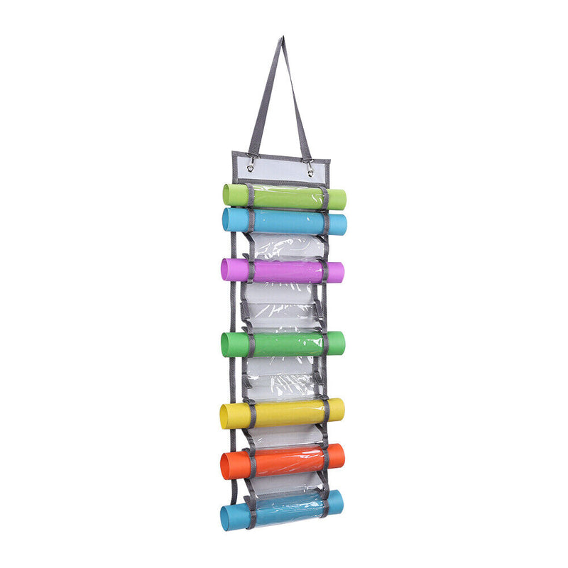 Wall Mounted Vinyl 14 Roll Storage Rack Hanging Compartment Bag (with Hook)