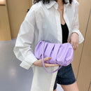 Pleated Shoulder Handbag Women PU Elegant Underarm Cloud Bags (Purple)