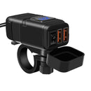 USB Charger DC12V Motorcycle Handlebar Phone Charger Dual Ports Adapter (Blue)