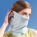 Ice Silk Hanging Ear Face Neck Scarf UV Protection Gaiter Bandana (Blue) Newly