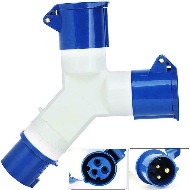 Mains 2Way Electric Hook Up Splitter Y Connector Camping Motorhome Caravan I8N3