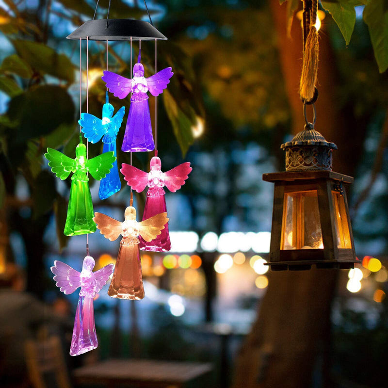 Solar Wind Chime Light, Changing Color, Angel Wind Bell Lamp, for Patio, Yard
