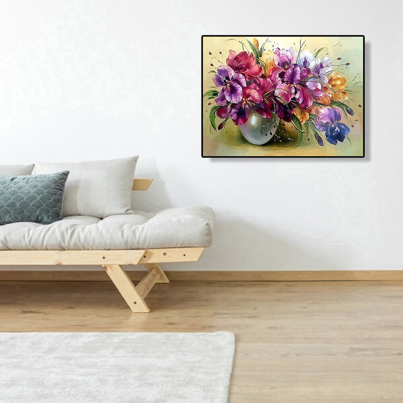DIY Digital Painting By Numbers Flower Picture Modern Wall Art Home Decor