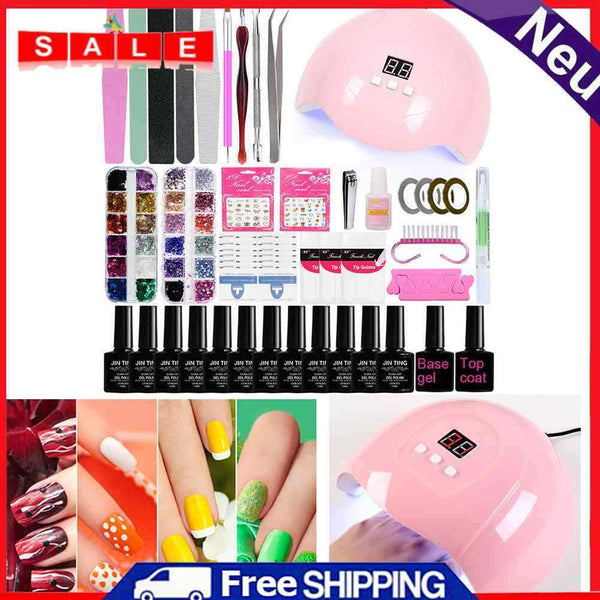 Practical Pro Salon Gel Nail Kits with UV LED Lamp Nail Dryer Art Machine T