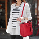 4pcs/Set Lichi Leather Tassels Women Tote Shoulder Clutch Card Bags (Red)